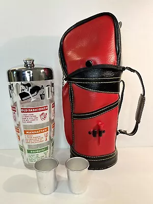 VTG Mini Red Golf Bag Cocktail Holder W/ Shaker & 2 Jiggers • $39.99