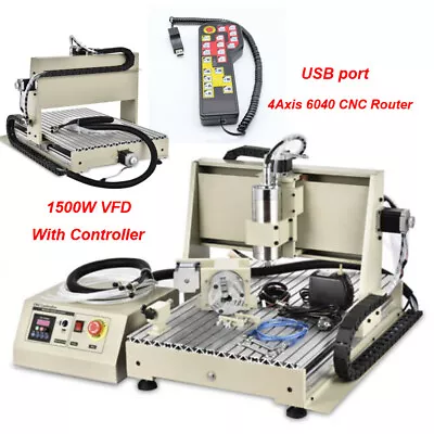 USB 4 Axis 6040 CNC Router Engraver Milling Drilling Machine 1500W W/ Controller • $1239