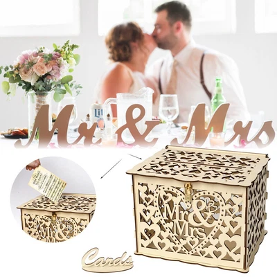 Wishing Hot Well Carved Card Wood Party Wedding Decorative Engagement Box Rustic • $19.89