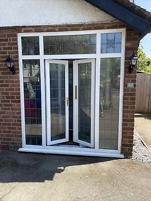 £214 • Buy Exterior External Upvc Double Glazed French Doors In Frame & Side Windows