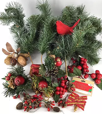 Vtg  Lot Christmas Craft Picks Clusters Pine Boughs Pinecones Berries • $10