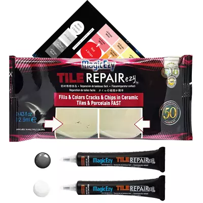 Tile RepairEzy - (Grey & White): Fix Cracked Porcelain Tiles - MagicEzy • £23.99