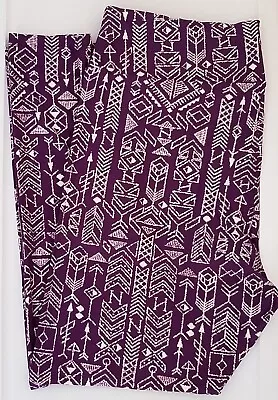 TC LuLaRoe Tall & Curvy Leggings Tribal Aztec On Purple NWT L34 • $11.47