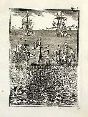 Mallet Map TYPES OF SHIP  17th Century Original Engraved Print C1683 • £59.44