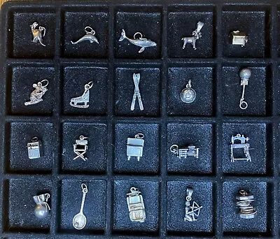 VINTAGE STERLING SILVER CHARMS 925 Dog Dolphin Skis Tennis Mailbox Koala Soccer • $10.50