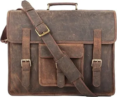 Handmade Leather Travel Messenger Office Crossbody Laptop Briefcase College Bag • $71.99