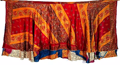 XL Vintage Sari Magic Wrap Skirts Multicolor Bohemian Hippie Skirt • $28.55