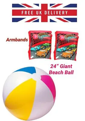 Inflatable Beach Ball Pool Kids Armbands Lilo Floating Fun Swim Sea Blow Up  • £4.99