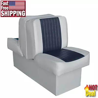 Boat Seat Back To Back Ski Lounge Marine Vinyl Cushion Chair Fishing Grey-Navy • $250.48