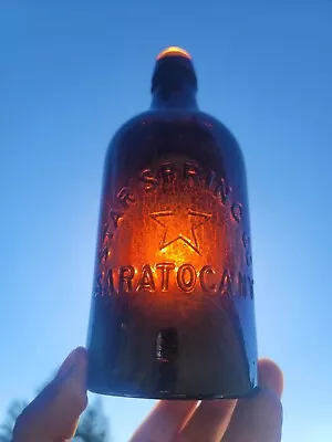 1870s STAR Springs Mineral Water☆ Old Reddish Amber Saratoga New York Bottle! • $237