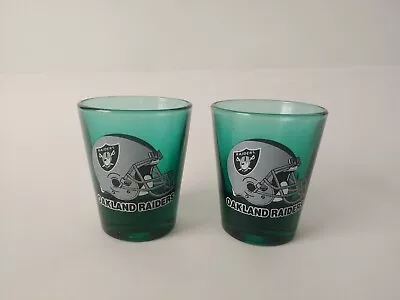 Oakland Raiders Shot Glass Green Glass With Helmet Graphic Standard Size • $19.99