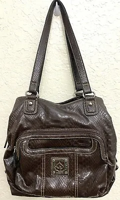 ROSETTI Faux Crocodile Shoulder Bag Handbag Purse Brown Multiple Compartments • $12.96