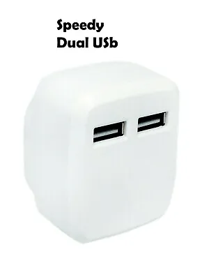 Fast Charger Dual 2 Port USB Adapter 3 Pin UK Wall Plug Adapter UK • £6.59