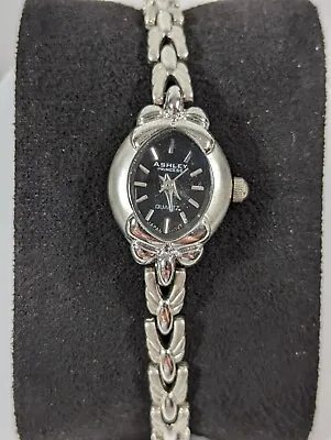 $13.99 • Buy Ashley Princess Black Dial Silver Tone Oval Case Bracelet Band Watch