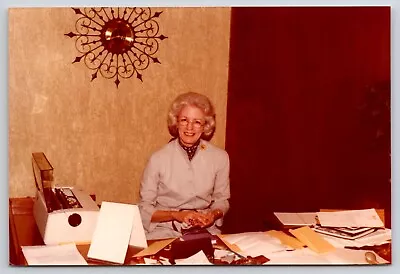 Secretary Office Typewriter Vintage Snapshot Photograph 1980's • $7.69