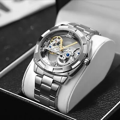 Forsining Mens Skeleton Mechanical Waterproof Luxury Watch Hollow. Gift Idea • $60