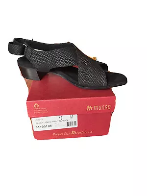 Munro Jenny Black Lizard Print Nubuck Size 12 • $100