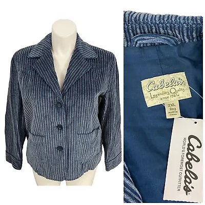 Cabellas Blazer Womens 2x Blue Corduroy Outdoor Work Office Casual Cabin Nature • $39.88