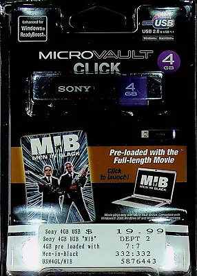 USB 4 GB Flash Drive - Sony - Preloaded W/  Men In Black  Movie (2008) - New • $47.99