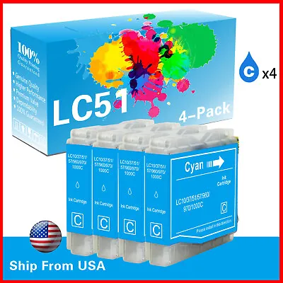 4PK LC51 LC-51 Cyan Ink Cartridge For MFC-230C MFC-240C MFC-440CN Printer • $5.99