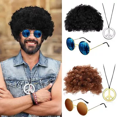 60s Mens Retro Groovy Hippy Hippie Disco Fancy Dress Up Costume Accessories • $17.56