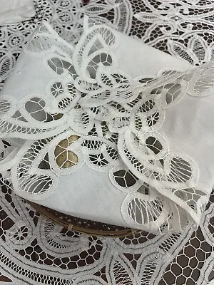 Vtg Battenburg Lace Bread Basket Liner Hot Roll Cover - White Lace Cotton New • $6.99