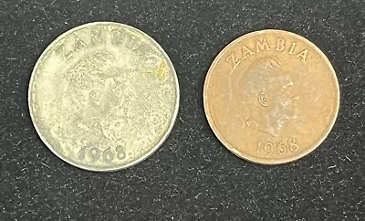 1968 Zambia 10 Ngwee And 2 Ngwee Two Coin Lot • $2.25