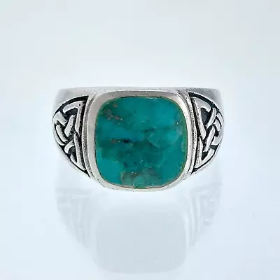 Vintage Men's Sterling Silver 925 Celtic Knot Turquoise Ring Size 11 • $39