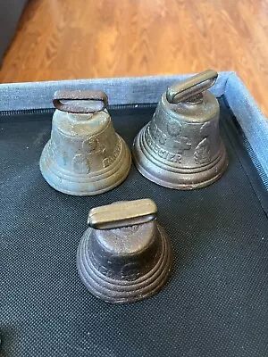 Lot Of 3 Vintage 1878 Saignelegier Chiantel Fondeur Brass Cow Bells Larger Ones • $49.99