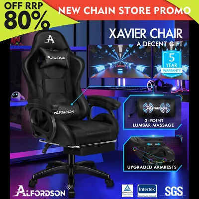 $179.79 • Buy ALFORDSON Gaming Office Chair Racing Massage Computer Seat Footrest Leather