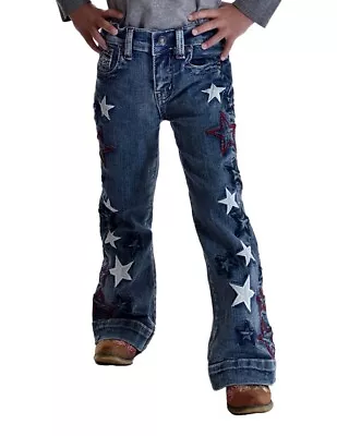 Cowgirl Tuff Western Jeans Girls Star Embroidery Med Wash GJSTAQ • $69.94