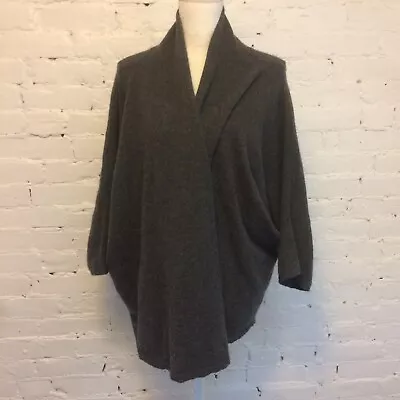 Margaret O'Leary Gray Cashmere 3/4 Sleeve Draped Cardigan Sweater Size M/l • $58