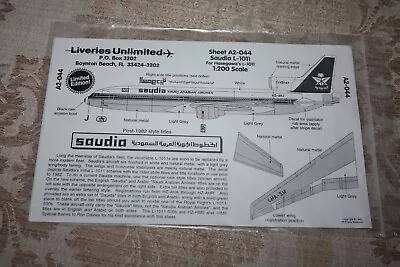 Liveries Unlimited 1/200 Decals Lockheed L-1011 TriStar SAUDIA Airlines Hasegawa • $6.49