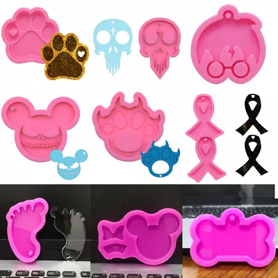 £2.59 • Buy Silicone Pendant Resin Mold Tag Keychain Resin Casting Mould Necklace Epoxy DIY
