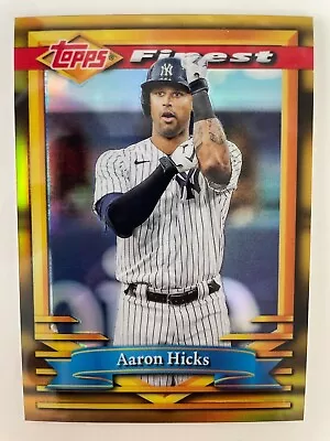 2021 Topps Finest Flashback Baseball Gold Refractor Aaron Hicks #/50 Yankees • $5.25