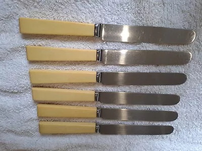 Vintage Joseph Rodgers & Sons Cutlers Bread & Butter Faux Bone Knives Set Of 6 • $22.50