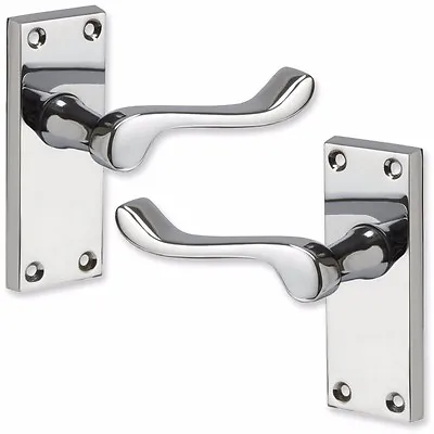 £10.40 • Buy VICTORIAN SCROLL LATCH DOOR HANDLES Pair Internal Brass Chrome Satin Interior