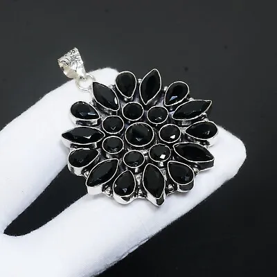 Black Spinel Pendant Natural Gemstone Handmade 925 Sterling Silver Pendant • $13.49