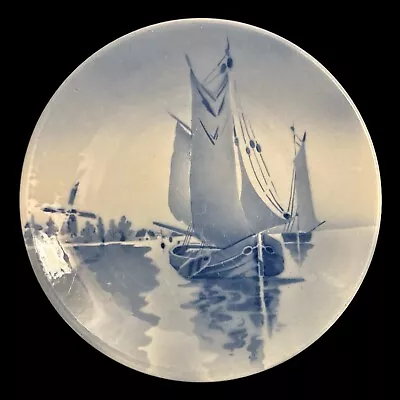 Vintage Blue & White CABINET/WALL PLATE 12  ~ Sailboat Scene Made In Germany • £37.95