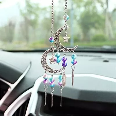 Car Interior Pendant Rearview Mirror Hanging Ornaments Dreamcatcher Moon; • £3.84