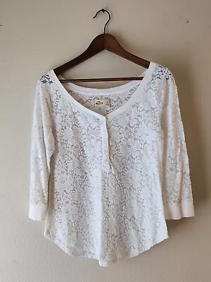Hollister White Floral Lace Womens Top Small • £8.03