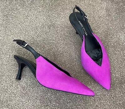 Karen Millen Magenta Purple Suede Leather SLINGBACK Shoes Size 37.5 (UK 4.5) • £24.99