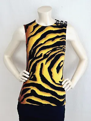VTG Versace Animal Print Top With Leather Straps Sz. IT42 - FR40 - US8 • $240