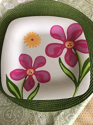 6 Melamine Floral Plates • $12