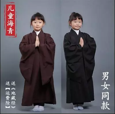 Kids Children Shaolin Buddhist Monk Haiqing Robe Girls Zen Meditation Gown Suits • $28.90