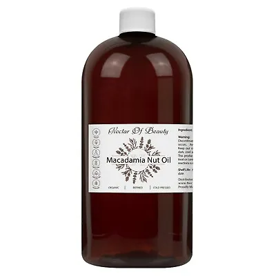 Macadamia Oil 100% Pure Refined Cold Pressed Unscented 32 Oz Bulk Skin Hair Face • $22.99