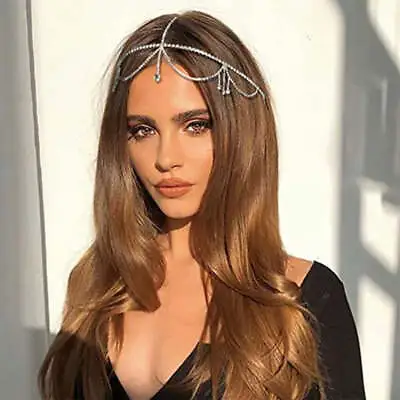 Bling Forehead Chain Jewelry Headpiece Crystal Bridal Headwear Hair Accessories • $22