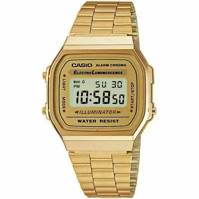 Casio A168WG-9A Men's Gold Stainless Steel Digital Alarm Light Stopwatch Watch • $38.99