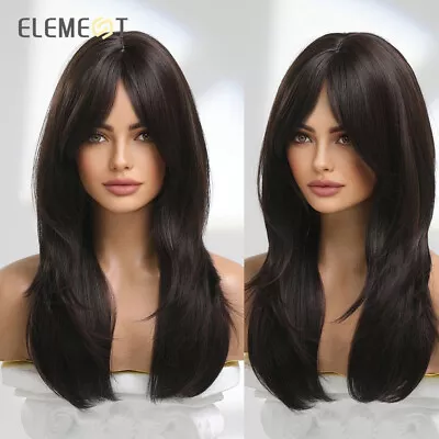 Element Light Blond Hair Wigs With Bangs For Women Long Natural Straight Layered • $18.17