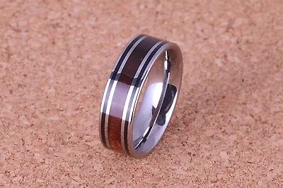 6mm Koa Wood Tungsten Ring Double Line Flat Style And Comfort Fit • $65